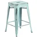 Flash Furniture ET-BT3503-24-DB-GG Backless Stacking Bar Stool, 500 lb, Galvanized Steel, Blue Green Finish 1 image