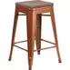 Flash Furniture ET-BT3503-24-POC-WD-GG Copper Backless Bar Stool, 500 lb. Weight Capacity, Counter Height, Textured Wood Seat 1 image