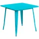 Flash Furniture ET-CT002-1-CB-GG Square Dining Table, 31.5Wx31.5D, Galvanized Steel, Crystal Blue/Teal 1 image