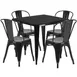 Flash Furniture ET-CT002-4-30-BK-GG 31x31 Square Table Set with 4 Chairs, Black Powder Coat Finish 1 image