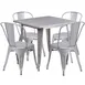 Flash Furniture ET-CT002-4-30-SIL-GG 31 Square Table Set with 4 Chairs, Silver Finish, Galvanized Steel 1 image