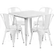 Flash Furniture ET-CT002-4-30-WH-GG 31x31 Square Table & 4 Chair Set, White, Galvanized Steel, Powder Coat Finish 1 image