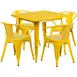 Flash Furniture ET-CT002-4-70-YL-GG 31x31 Square Table Set, 29 Height, 4 Chairs, Yellow, Galvanized Steel, Powder Coat Finish 1 image