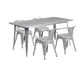 Flash Furniture ET-CT005-4-70-SIL-GG 63" Rectangular Table Set, 29"H, Silver, 4 Chairs, Galvanized Steel 1 image
