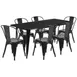 Flash Furniture ET-CT005-6-30-BK-GG 6-Piece Black Outdoor Table Set with Galvanized Steel Chairs 1 image