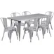 Flash Furniture ET-CT005-6-30-SIL-GG 63" Rectangular Outdoor Table Set with 6 Chairs, Silver Finish, Galvanized Steel 1 image