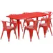 Flash Furniture ET-CT005-6-70-RED-GG 63" Rectangular Outdoor Table Set with 6 Red Chairs 1 image