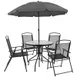 Flash Furniture GM-202012-BK-GG Nantucket 31 Round Patio Table Set, 28H, 4 Textilene Chairs, Dark Gray Umbrella 1 image