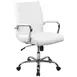 Flash Furniture GO-2286M-WH-GG Swivel Chair White LeatherSoft 37‑40.75″ 250 lb Lumbar Tilt Arms Chrome Casters 1 image