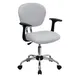Flash Furniture H-2376-F-WHT-ARMS-GG Chair White Mesh Nylon Arms 33-1/2"-37-1/2" Height 250 lb Dual Casters 1 image