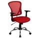 Flash Furniture H-8369F-RED-GG Swivel Chair, Red Mesh, 250 lb, 36‑40 in, Lumbar, Nylon Arms, Tilt Lock Casters 1 image
