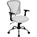 Flash Furniture H-8369F-WHT-GG Office Chair, White Mesh Back&Seat, 36‑40″ Height, 250 lb, Arms, Base, Casters 1 image