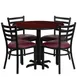Flash Furniture HDBF1006-GG 36" Round Table & 4 Chair Set, Mahogany Finish, Burgundy Upholstered Chairs, Black Powder Coated Frame 1 image