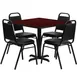 Flash Furniture HDBF1010-GG 36x36 Square Table & 4 Banquet Chairs Set, 500 lb, Black Vinyl, Mahogany Finish 1 image