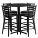 Flash Furniture HDBF1021-GG 30" Round Table & 4 Bar Stool Set, Black Laminate, Metal Ladder Back, Vinyl Upholstered 1 image