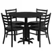 Flash Furniture HDBF1029-GG 36" Round Table & 4 Chair Set, Black Laminate, Cast Iron X-Base, Vinyl Upholstered Chairs 1 image