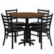Flash Furniture HDBF1032-GG 36" Round Table & 4 Chair Set, Black/Walnut Finish, MDF/Metal 1 image