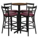 Flash Furniture HDBF1040-GG 24" Round Table & 4 Bar Stool Set, Walnut Finish, Black X-Base, Burgundy Vinyl 1 image