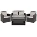 Flash Furniture JJ-S351-GG 4-Piece Outdoor Patio Set, Light Gray Rattan Weave, Black Glass Coffee Table, 22.5W Chairs 1 image