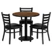 Flash Furniture MD-0002-GG Round Table & Chair Set, 30" Dia. x 30"H, Walnut Finish, Black Powder Coated Frame, 3 Chairs 1 image
