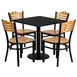 Flash Furniture MD-0010-GG 30" Square Black Table & 4 Chair Set, Black Laminate, Natural Finish Plywood 1 image