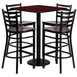 Flash Furniture MD-0014-GG 30x30 Table & 4 Bar Stool Set, Black Mahogany Finish, MDF Table Top, Metal Ladder Back 1 image