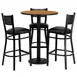 Flash Furniture MD-0016-GG 30 Inch Round Table and 3 Bar Stool Set, Black Vinyl, Metal Frame 1 image