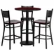 Flash Furniture MD-0017-GG 30 Inch Round Table & Bar Stool Set with 3 Stools, Mahogany Finish, Black Powder Coated Frame 1 image