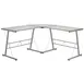 Flash Furniture NAN-CD-22181-GG L-Shape Computer Desk, 83.5W x 48D, Silver Powder Coated Metal Frame, Tempered Glass Top 1 image