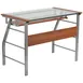 Flash Furniture NAN-JN-2940-GG Computer Desk, 39-3/8W x 23-1/2D x 29-1/2H, Cherry Laminate, Clear Glass Top, Sliding Keyboard Tray 1 image