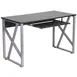 Flash Furniture NAN-WK-004-GG Computer Desk, 47.25"W x 23.75"D x 29.25"H, Black Laminate Top, Silver Metal Frame 1 image