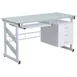 Flash Furniture NAN-WK-017-GG Computer Desk, 55"W, Frosted Glass Top, White Metal Frame, Sliding Keyboard Tray 1 image