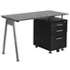 Flash Furniture NAN-WK-021A-GG Mobile Computer Desk, 47.25"W x 23.5"D x 29.5"H, Tempered Glass Top, Silver Powder Coated Metal Frame, Black 1 image