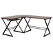 Flash Furniture NAN-WK-109-GG L-Shape Computer Desk, 87W x 50D, Teakwood Laminate, Black Metal Frame, Sliding Keyboard Tray 1 image