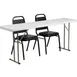 Flash Furniture RB-1872-2-GG 72x18 Rectangular Folding Training Table & 2 Stacking Chairs Set, Gray & Black 1 image