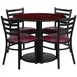 Flash Furniture RSRB1006-GG 36" Round Table & 4 Chair Set, Mahogany Finish, Burgundy Vinyl Chairs, Black Powder Coated Frame 1 image