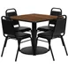Flash Furniture RSRB1012-GG 36x36 Square Table & 4 Banquet Chairs Set, 500 lb, Walnut Finish, Black Vinyl 1 image