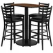 Flash Furniture RSRB1020-GG 24x42 Square Table & 4 Bar Stool Set, Walnut Finish, Black Vinyl 1 image