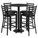 Flash Furniture RSRB1021-GG 30" Round Table & 4 Bar Stool Set, Black Laminate, Metal Ladder Back, Vinyl Upholstered 1 image