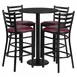 Flash Furniture RSRB1025-GG 30" Round Table & 4 Bar Stool Set, Black & Burgundy, MDF & Metal 1 image