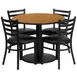 Flash Furniture RSRB1031-GG 36" Round Table & 4 Chair Set, Black T-Mold Edge, MDF Table Top, Black Vinyl Chairs 1 image