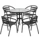 Flash Furniture TLH-072RD-017CBK4-GG 31 Round Table Set with 4 Stacking Cafe Chairs, Black Powder Coated Frame, 28 Height 1 image