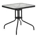 Flash Furniture TLH-073R-BK-GG Square Patio Table, 28x28x28, Glass Top, Black Rattan Edge, Metal Base 1 image