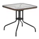 Flash Furniture TLH-073R-DK-BN-GG 28x28 Square Outdoor Patio Table, 5mm Glass Top, Dark Brown Rattan Edge, Metal Base 1 image