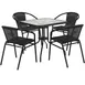 Flash Furniture TLH-073SQ-037BK4-GG 28" Square Table & 4 Chair Set, Black Rattan, Powder Coated Metal 1 image