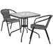 Flash Furniture TLH-073SQ-037GY2-GG 28" Square Table & 2 Chair Set, Gray Rattan, Black Metal Frame 1 image