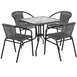 Flash Furniture TLH-073SQ-037GY4-GG 28" Square Table & 4 Chair Set, Gray Rattan, Black Powder Coated 1 image