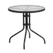 Flash Furniture TLH-087-BK-GG Round Outdoor Patio Table, 28" dia., Black Rattan Edge, Glass Top, Black Metal Base 1 image