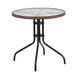 Flash Furniture TLH-087-DK-BN-GG 28in Round Outdoor Patio Table, Glass Top, Dark Brown Rattan Edge, Black Metal Base 1 image