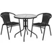 Flash Furniture TLH-087RD-037BK2-GG Round Table & Chair Set, 28" Dia, Black Rattan, 2 Chairs, Outdoor 1 image
